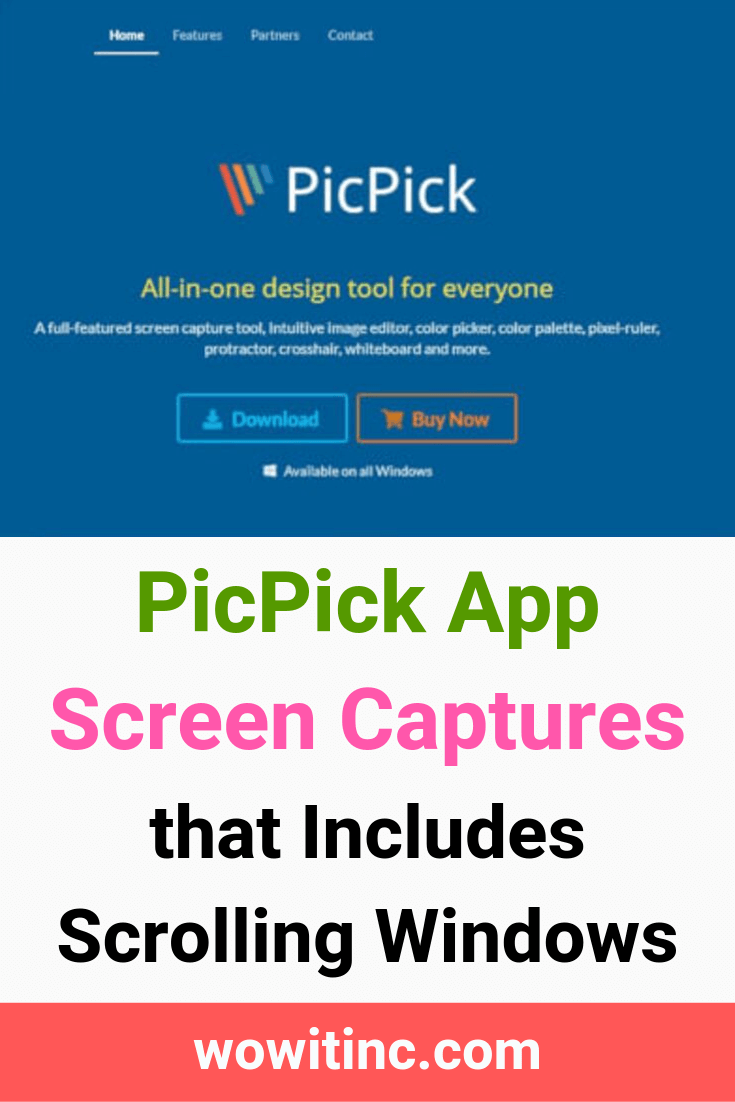 PicPick app scrolling window screen capture