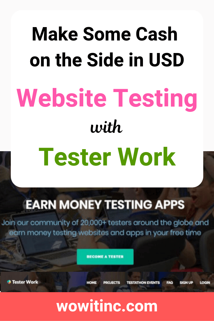 Tester Work website testing - cash on the side