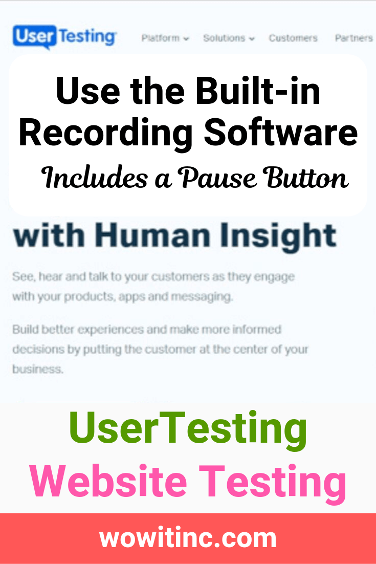 UserTesting website testing with builtin recording software