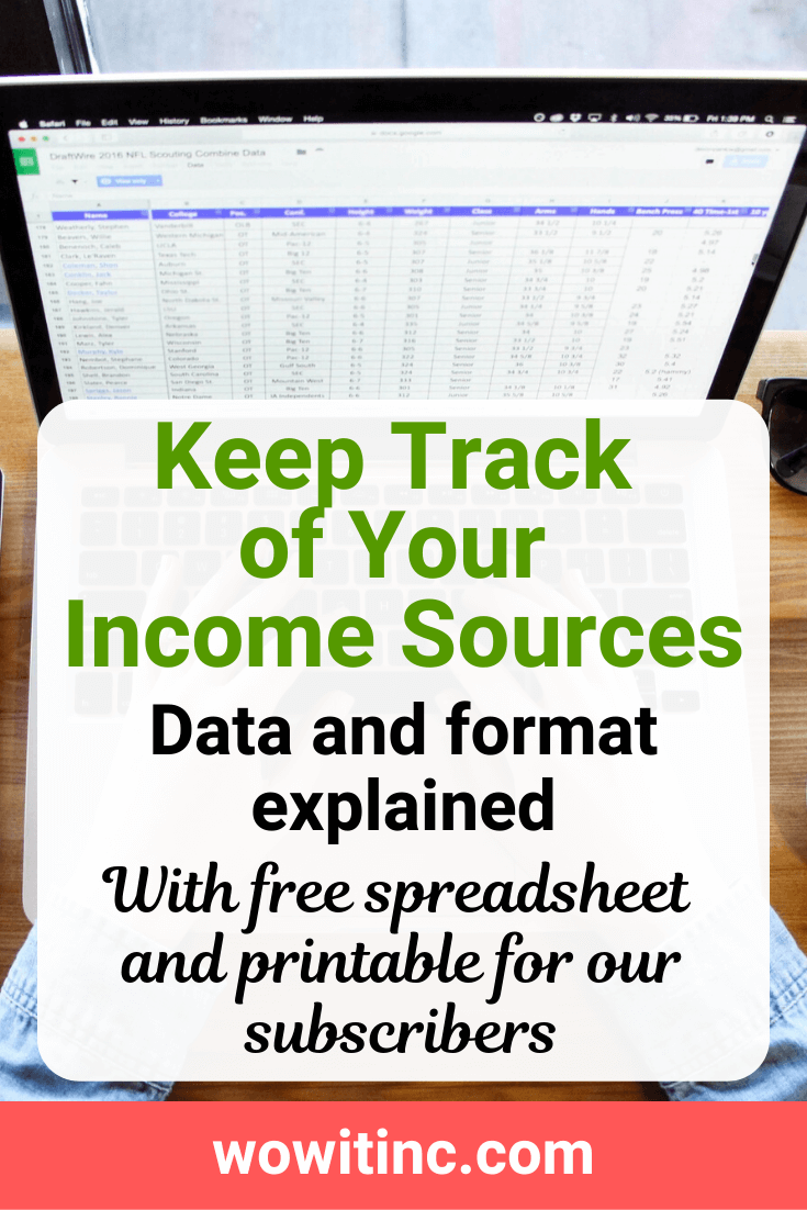 track income source data and format explained